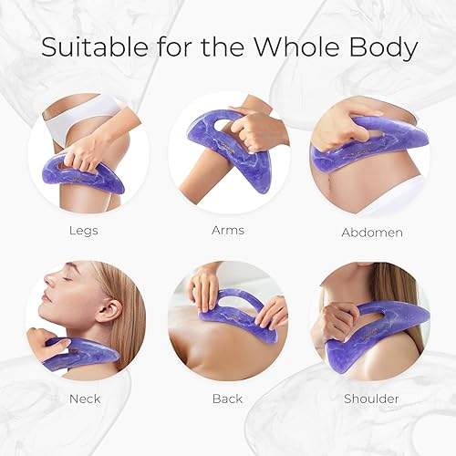 Miniatura 29 de Scienlodic Herramienta de masaje corporal Gua Sha con asa, herramienta Guasha más grande para masaje de espalda, cuello, cara, piernas, drenaje
