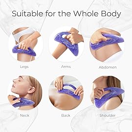 Scienlodic Gua Sha Massage Tool with Handle (Resin) Larger Guasha Body Scraping Tool for Back Legs Neck Massage, Lymphatic Drainage, Cellulite Remove - Large Light Purple