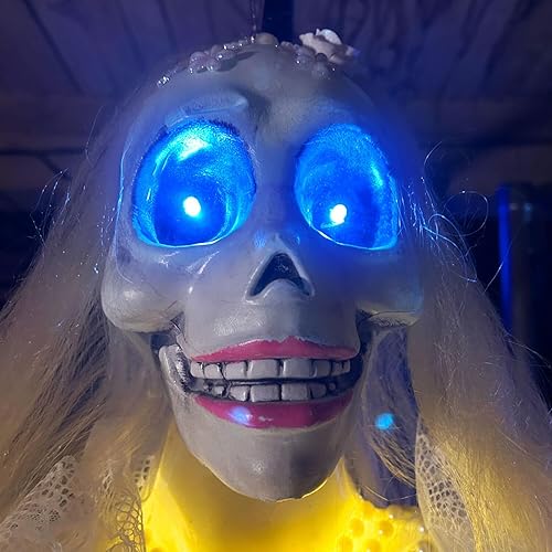 Miniatura 11 de Haunted Hill Farm Novia giratoria animatronic animada para colgar, animatrónica de Halloween, decoración de película de terror espeluznante,