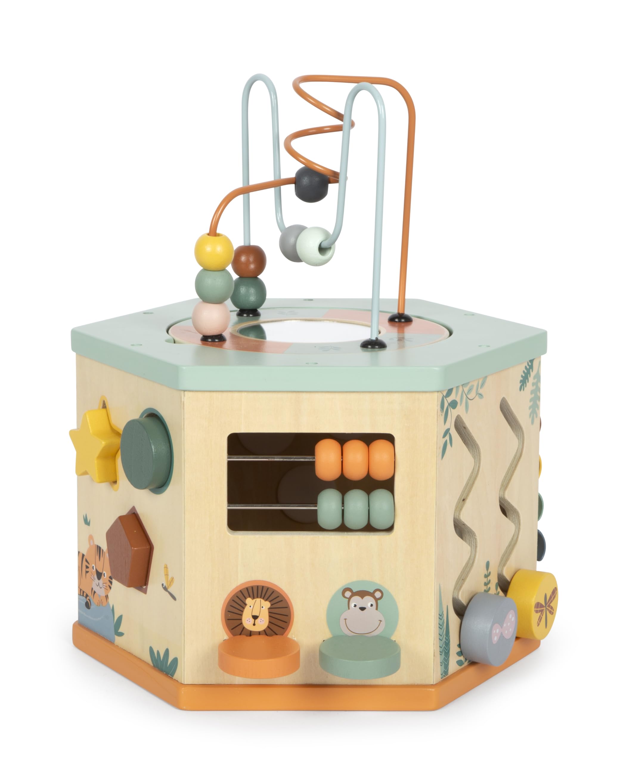 Small Foot Motorikwürfel „Safari“ aus Holz, Motorikspielzeug mit 7 Seiten, Lernspielzeug für Kinder ab 1 Jahr, 12641