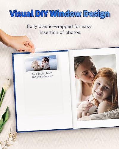 Miniatura 148 de Álbum de fotos de 4 x 6 pulgadas con 300 bolsillos, álbumes de fotos deslizables, cubierta de lino, libro de recuerdos con ventana frontal, página