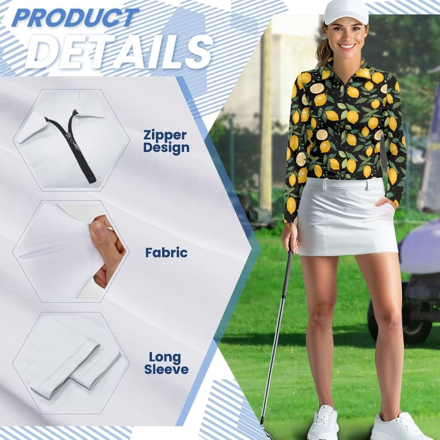 Women's Tennis Golf Shirt Long Sleeved Top Sun Protection Sport Activewear V-Neck Quick Dry Workout Athletic Shirts