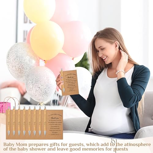 Miniatura 6 de Seajan 50 juegos de regalos de baby shower para invitados, regalos de baby shower, incluye 50 bolígrafos retráctiles, bolígrafos de bambú a granel,