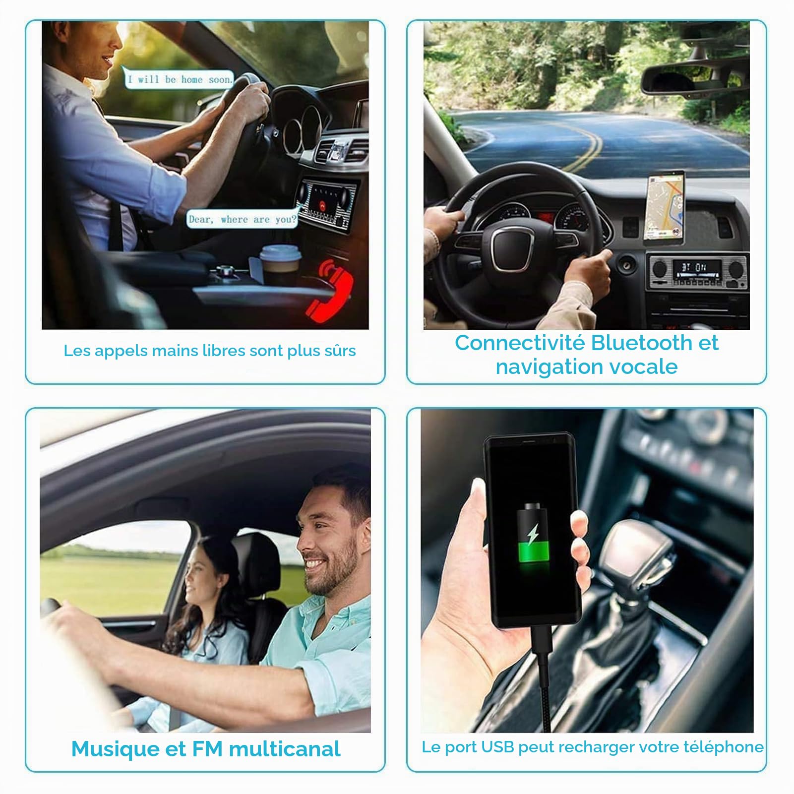 Autoradio Bluetooth, Vintage Poste Radio Voiture Bluetooth 4x60W Lecteur MP3 avec Télécommande Supporte USB/AUX
