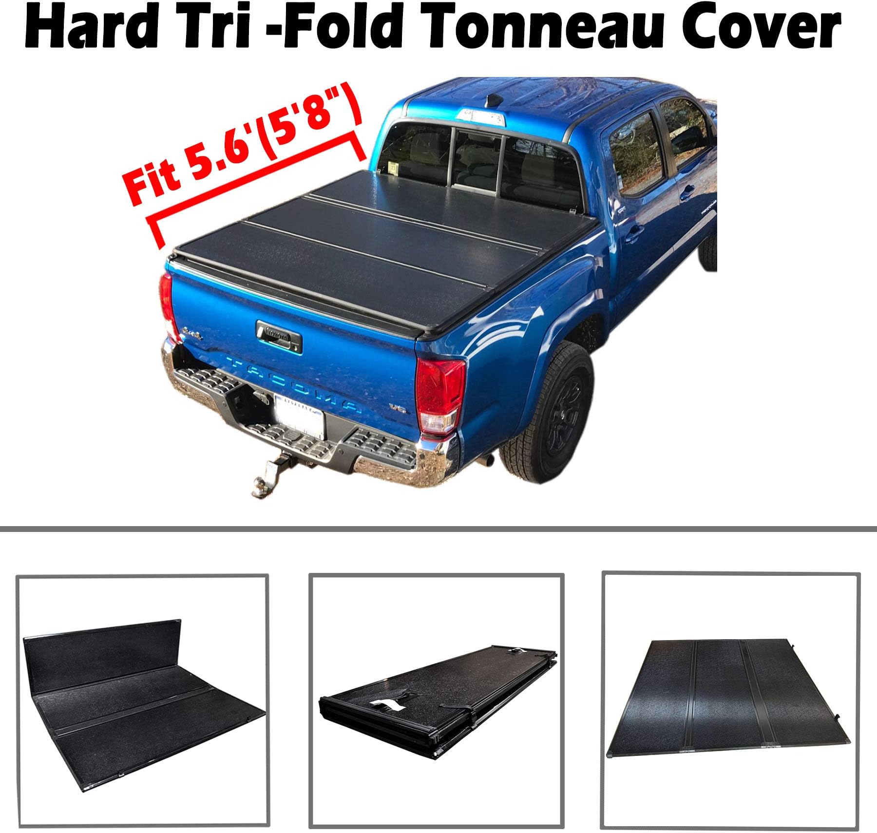 Amazon Com Vioji 5 6ft Hard Tri Fold Tonneau Cover Truck Bed Compatible With 2007 2018 Chevy Silverado Gmc Sierra 1500 2500hd 3500hd 69 3in Short Bed Models Without Bed Rail Factory Utility Track System Automotive