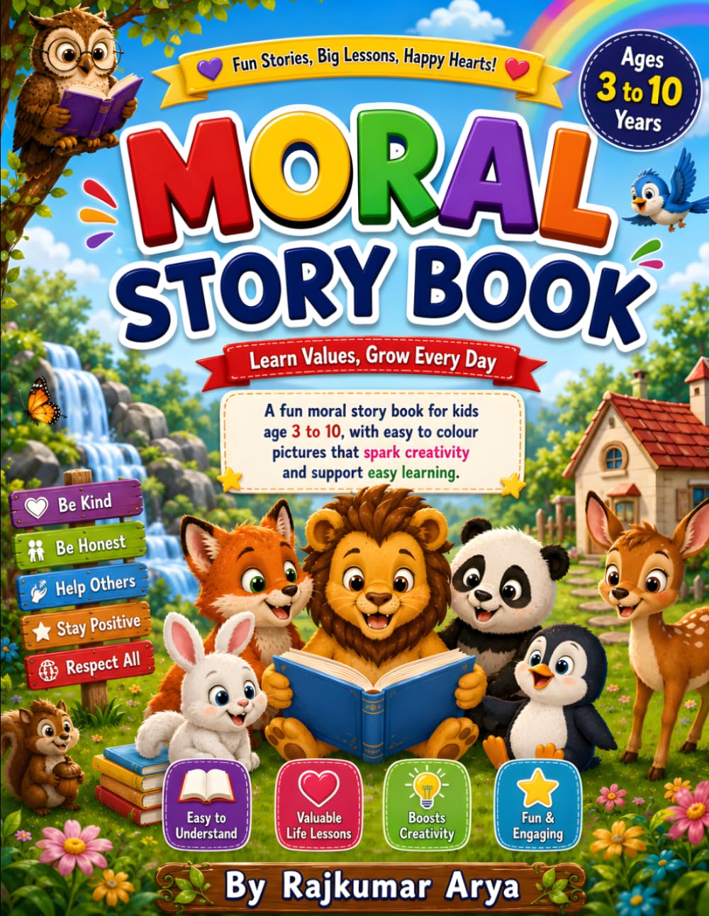 Moral Story Book: Moral Story Book for Kids Ages 3–10 | Fun Animal Adventures That Teach Kindness, Honesty, Courage, Respect, Sharing & Responsibility ... Beautiful Illustrations for Boys and Girls