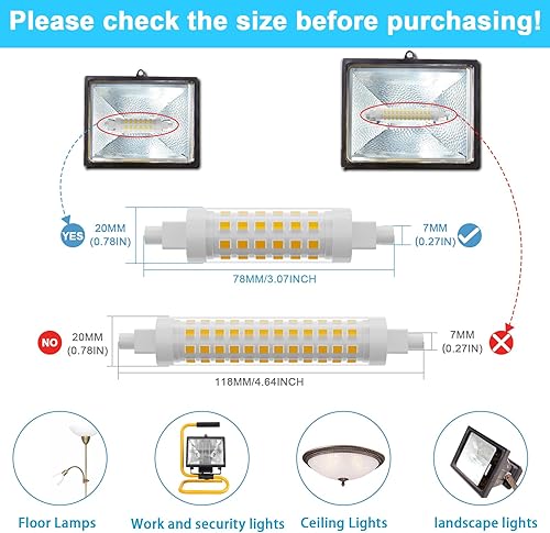 Miniatura 3 de TAIYALOO R7S - Bombilla LED halógena T3 de 3.071 in, 100 W, equivalente a bombilla halógena regulable tipo J lineal de doble extremo para trabajo,