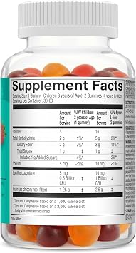 Amazon Basics Kids Kids Probiotic + Prebiotic Gummy, 60 Count