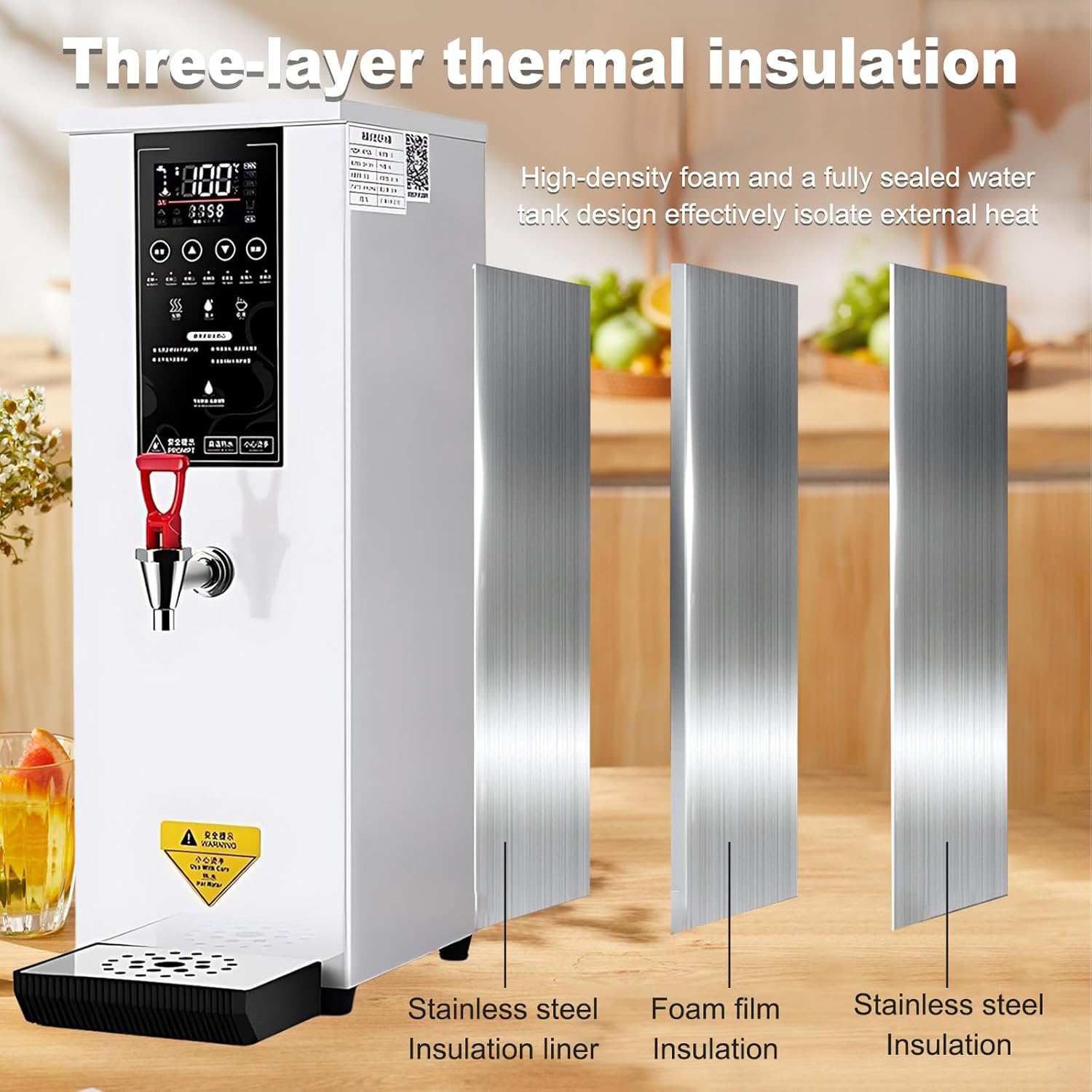 Autofill Stainless Steel Tea,Commercial Hot Water Dispenser,Water Output: 60l/H,Energy-Saving And Heat-Insulating,Automatic Temperature Control,Fast Heating silver