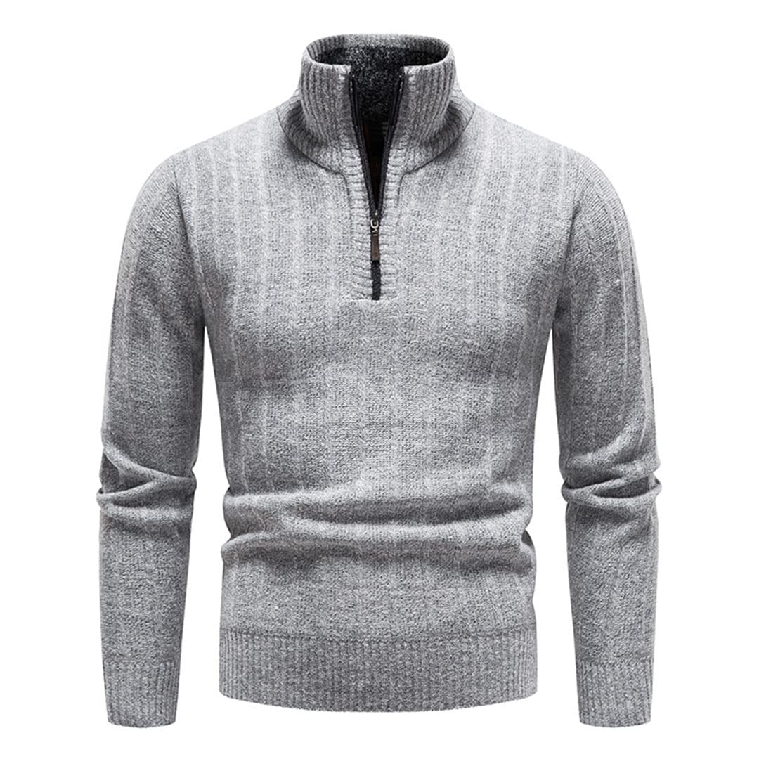 Vogrtcc Męskie polarowe swetry zimowe ciepłe dzianinowe sweter sweter moda półzamek stójka na co dzień dzianinowy sweter