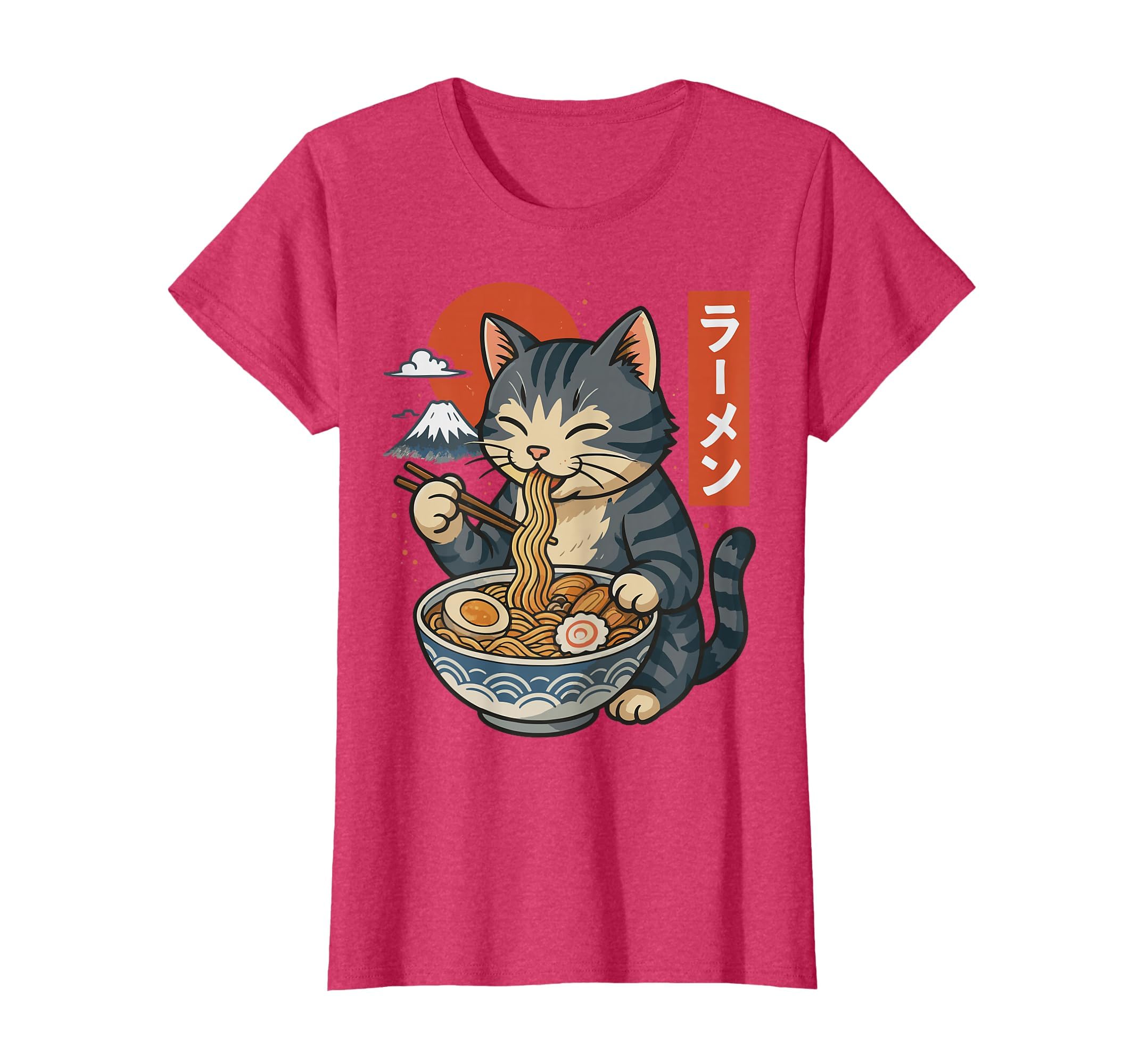 Anime Cat Eating Ramen Retro Kawaii Ramen Cat T-Shirt