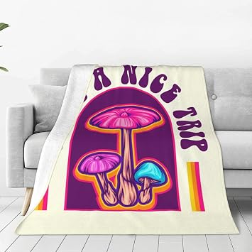 Wild Mushroom Plant Psilocybin Ultra-Soft Micro Flannel Blanket Microfiber Throw Blankets All Seasons Warm Blanket for Bed Chair Couch Sofa Living Room Crib 80"X60"