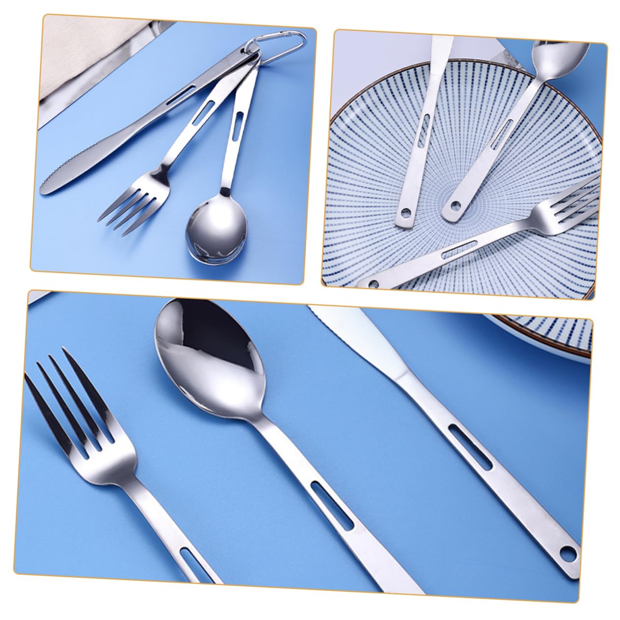 1 set Utensili Inossidabile Compatte per Viaggi e Outdoor Facili Trasportare e Riporre