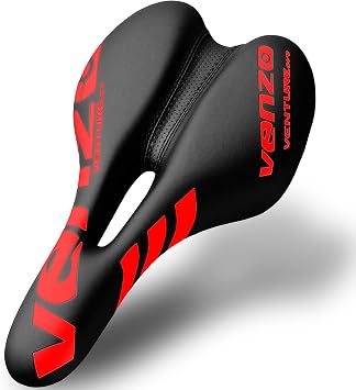 Venzo Comfortable Bike Bicycle Saddle Seat - for MTB, Road, Exercise, Trekking, Folding, Hybrid & Cruiser Bikes - XC Saddle Seat - Red