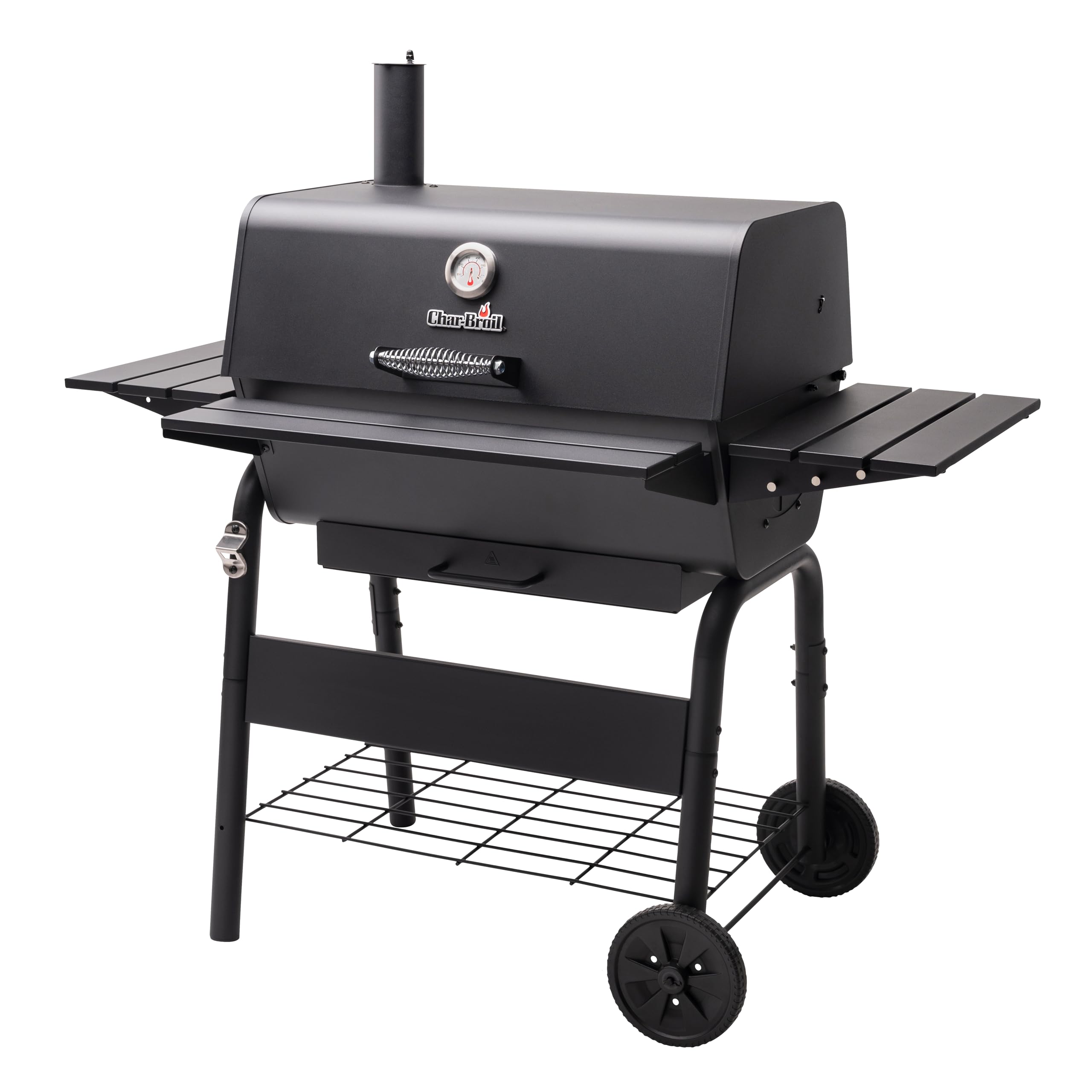 Char-Broil Barbecue a Carbone Charcoal L con Griglia Regolabile e Camino | Ideale per +6 persone, Termometro, Raccogli cenere, Grandi ruote, Ripiani con ganci, Compatibile con Charcoal 2Go