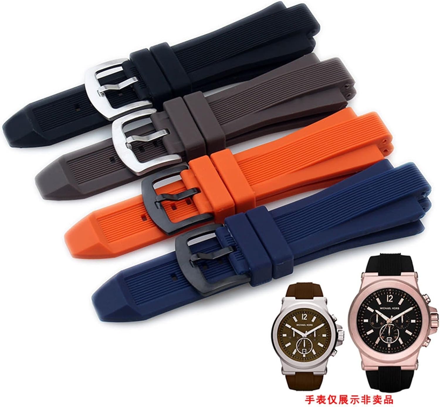 29x13mm Silicone Rubber Concave Convex Watch Strap for Michael Kors MK9019 MK8295 MK8492 MK9020 MK9020 (Color : 26mm, Size : 29X13mm)