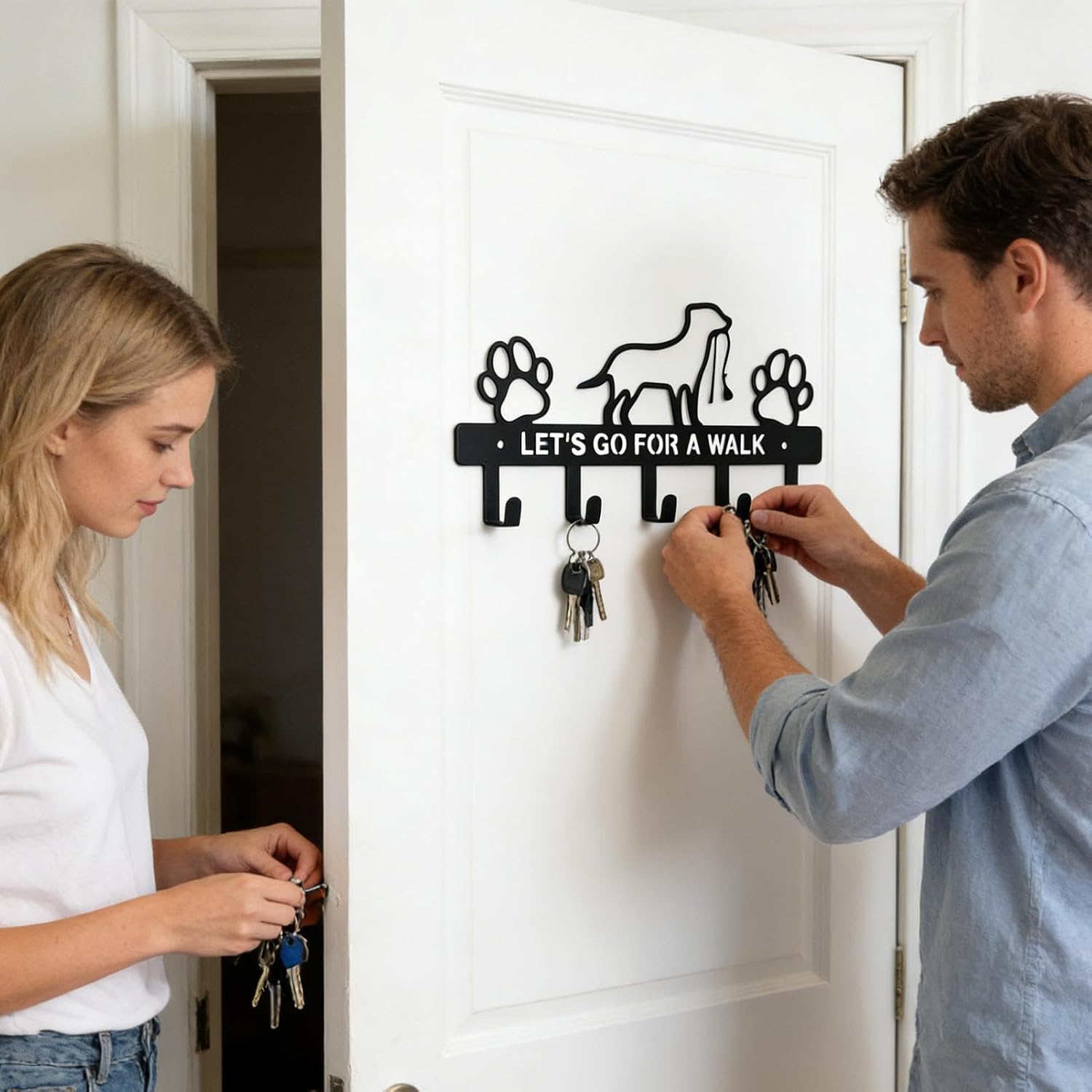 Key Hook Wall Mounted - Metal Storage Shelf with 5 Hooks image 4
