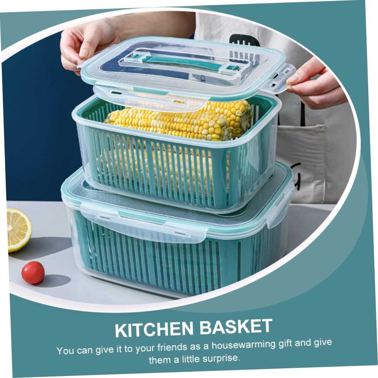 Zerodeko 5pcs Double Layer Kitchen Drain Baskets Practical Vegetable and Fruit Washing Strainers Design for Efficient Water Drainage and Food Freshness Versatile Storage for Home and