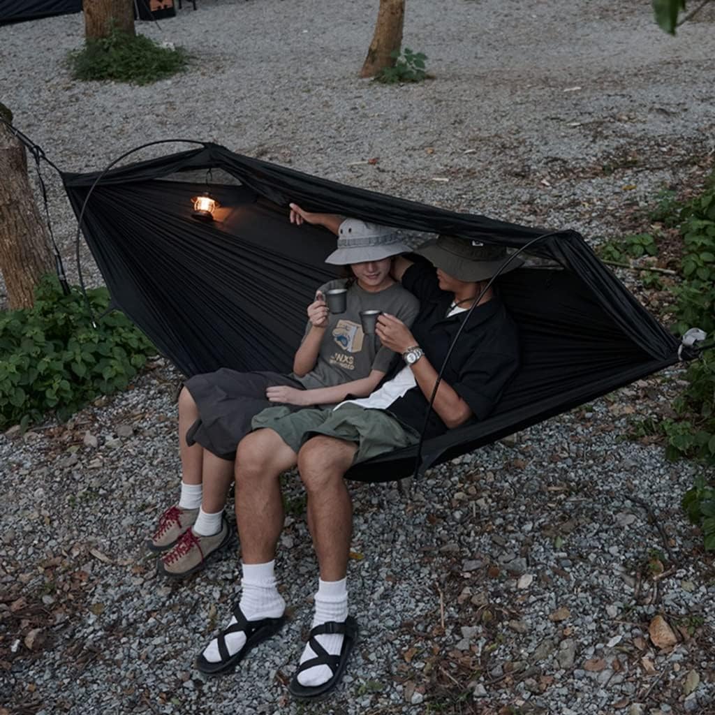 MaGiLL Outdoor Hammock Anti-Rollover Travel Camping Portable Hammock Hanging Chair Outdoor Portable Camping Travel Equipment (Color : Schwarz, Size : 290 * 140cm) (Black 290 * 140cm)