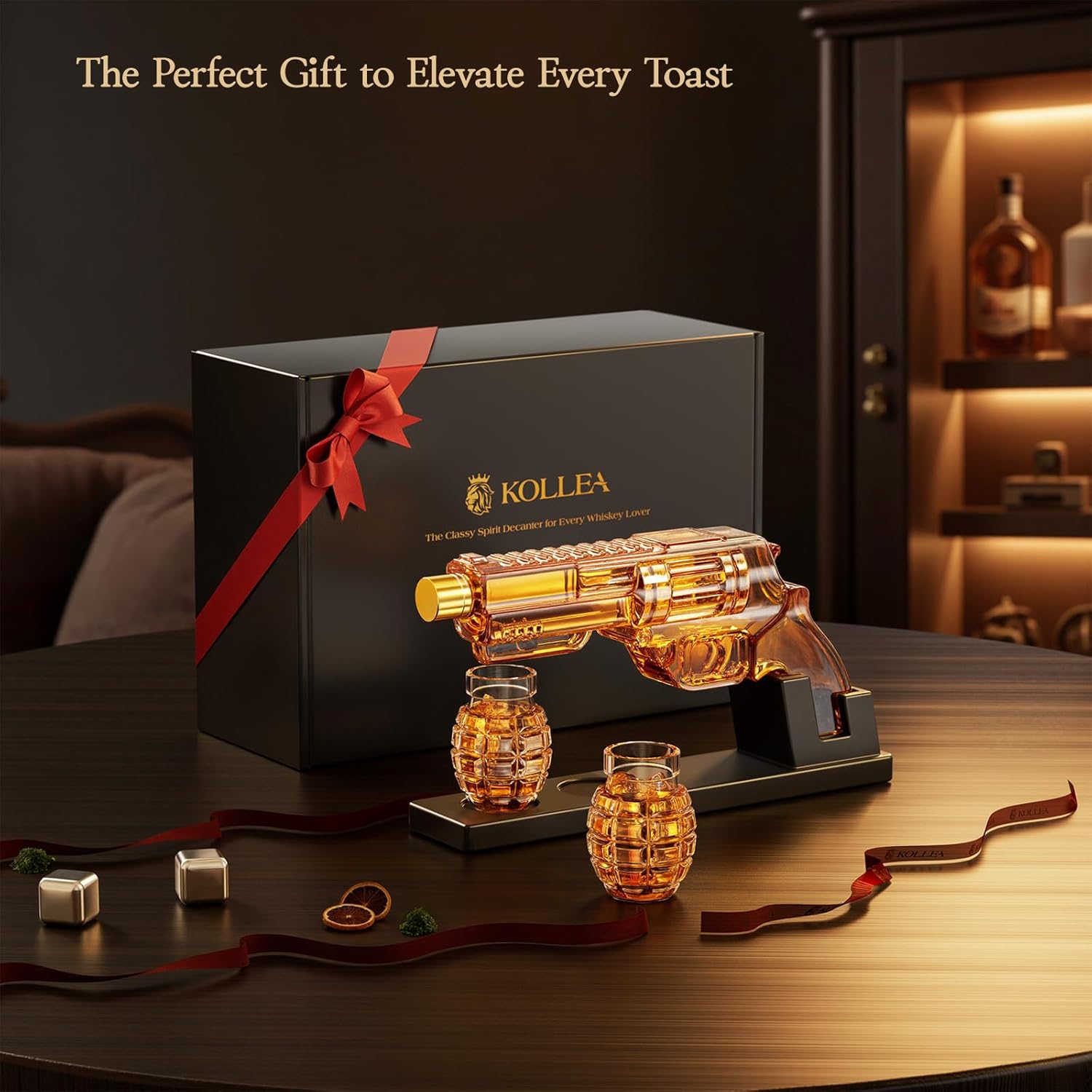 Kollea Whiskey Decanter Set with Grenade-Shaped Shot Glasses, Anniversary Birthday Gifts for Men Who Have Everything, Whiskey Gifts for Father, Husband, Boyfriend & Military Enthusiasts, New Year - Image 4