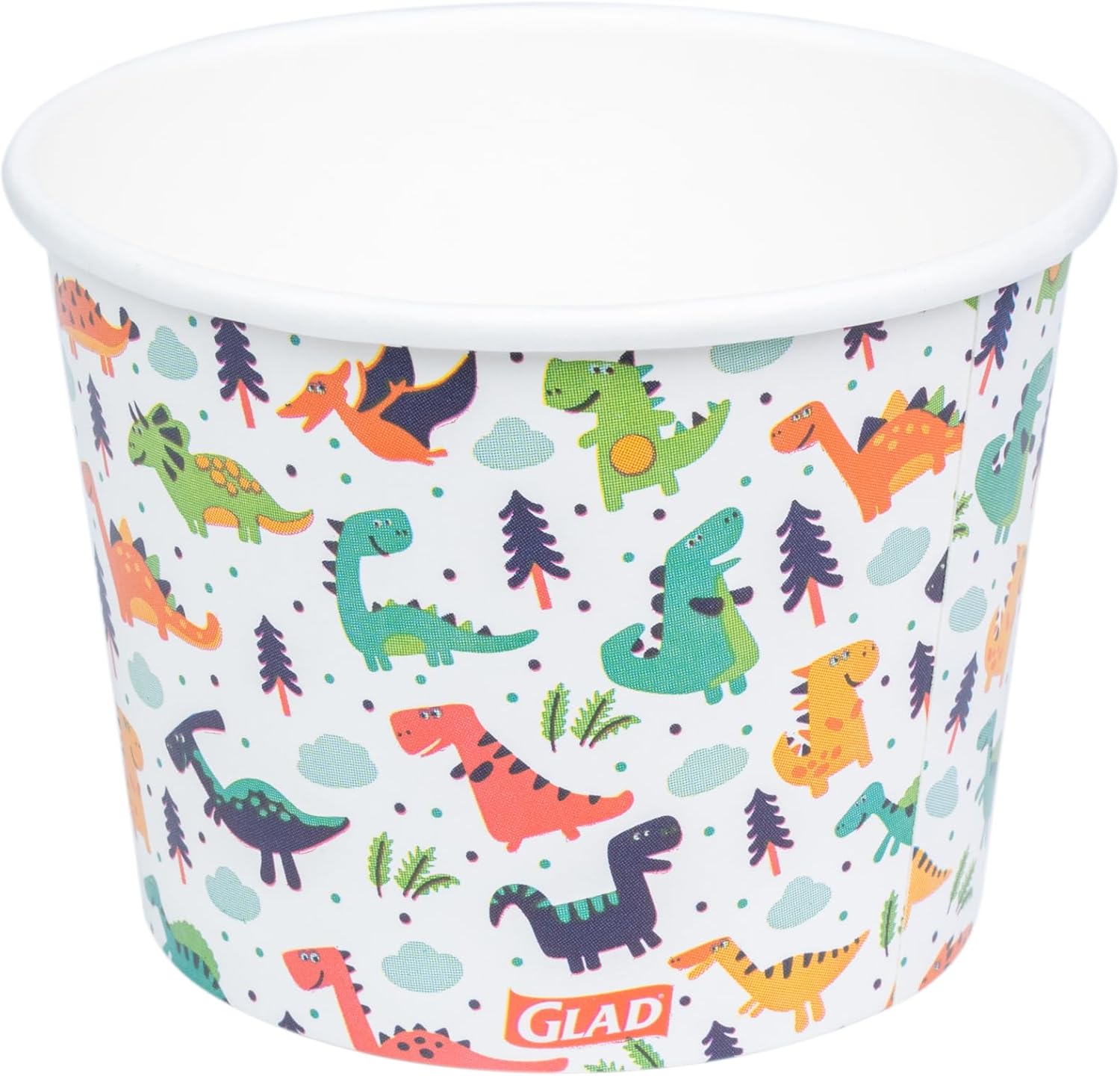 Glad for Kids Dinosaurs Paper Snack Bowls, Colorful Heavy Duty Microwave Safe Disposable Bowls for Soup, Ice Cream, and Snacks, Lids Not Included, Multicolor, Party Pack, 12 Oz, 20 Count - 24 Pack