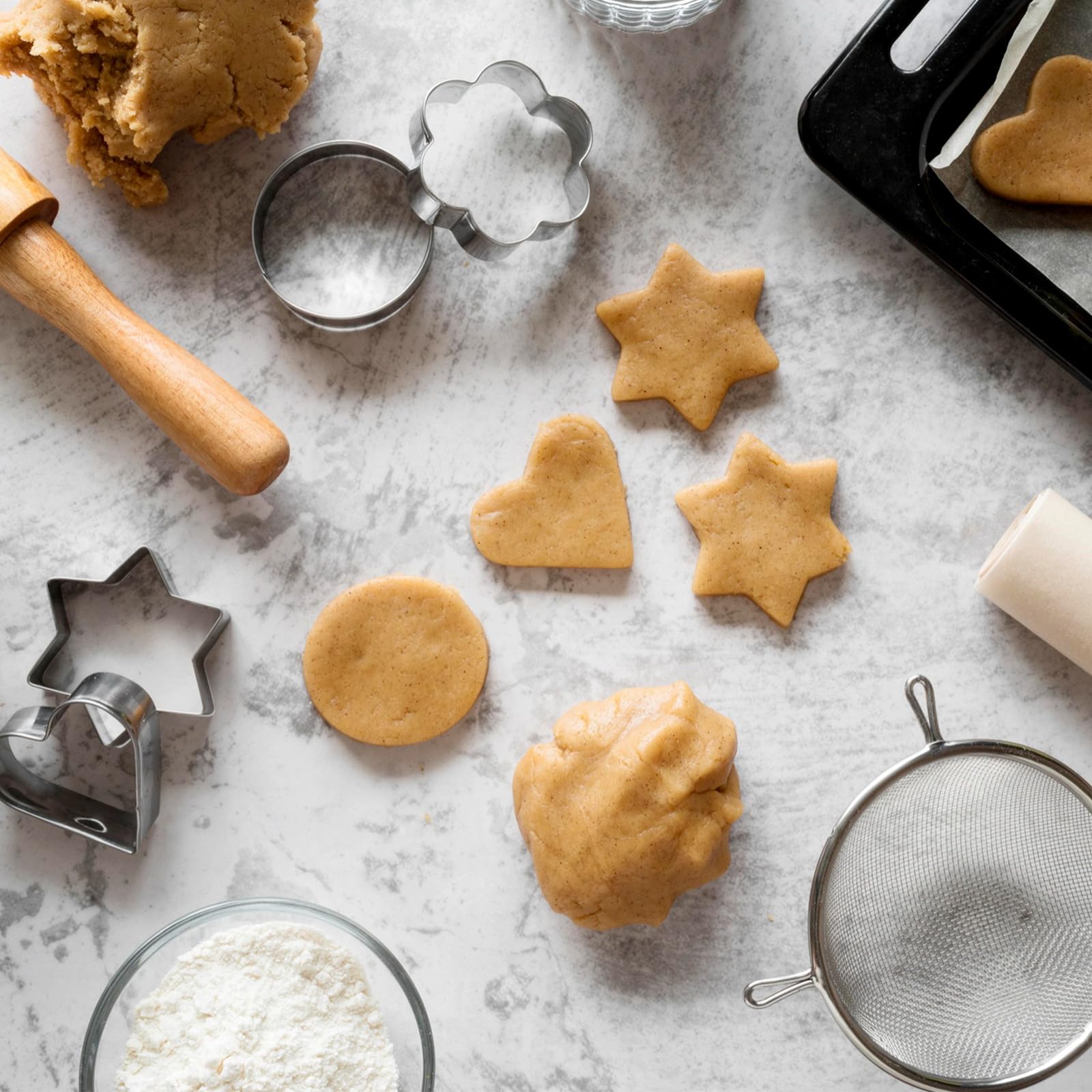 Paquete De 12 Cortadores De Galletas De Acero Inoxidable, Forma De Estrella, Redondos, Corazón, Flores Para Hornear Y Cortar Frutas Y Verduras