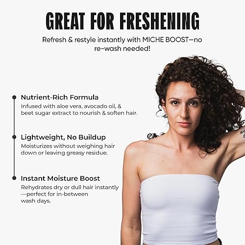 Miniatura 6 de MICHE BOOST - Spray hidratante y refrescante para cabello seco, aceite para el cabello, aceite en aerosol, aloe vera y aceite de aguacate para