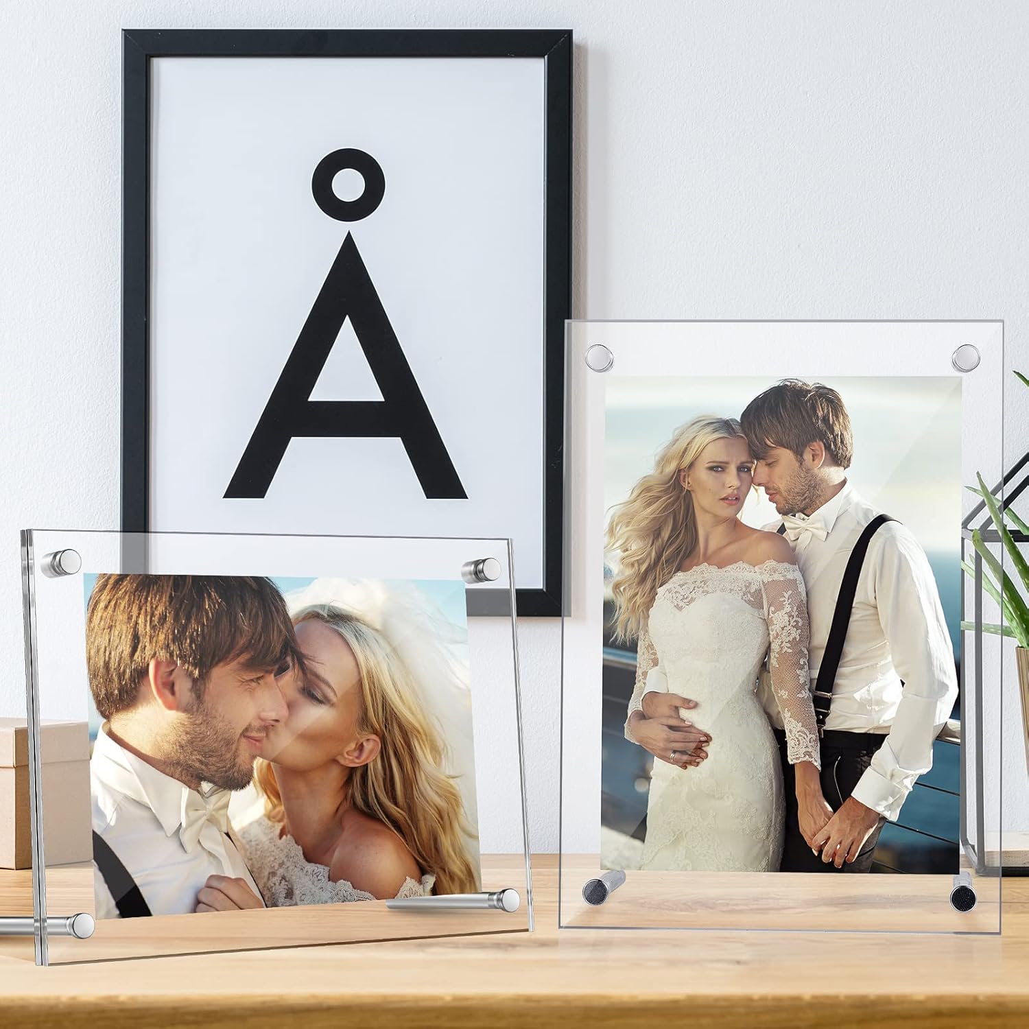 10 Clear Acrylic Picture Frames - Double Sided, Freestanding Floating Frames for Bedroom, Living Room, Home Office - 6 x 4 Inch