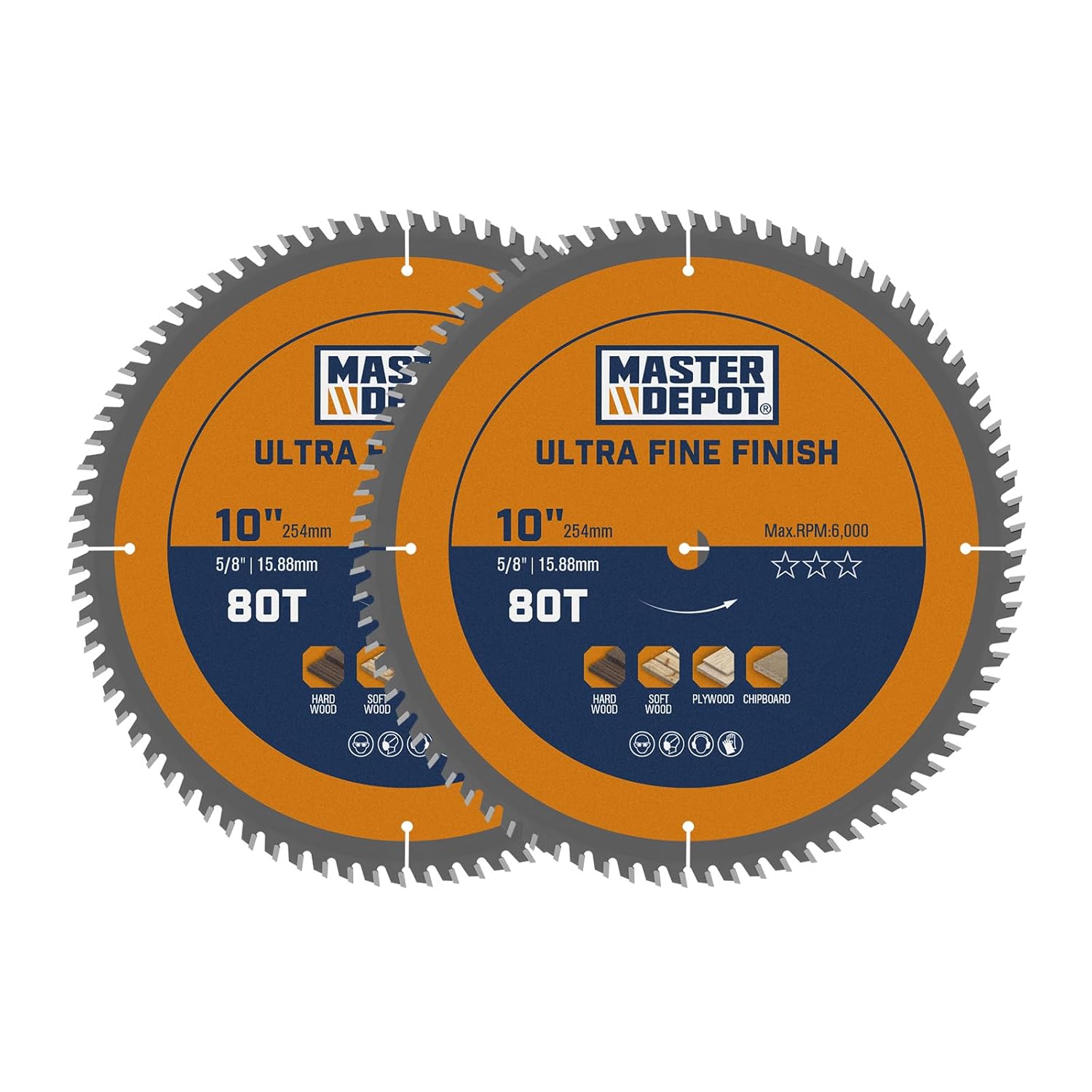 7-1/4 Inch 40T Finish Circular Saw Blade, Professional Woodworking Saw Blade for Clean Cuts, Carbide-Tipped ATB, Thin Kerf, Anti-Vibration, 5/8" Arbor (5-Pack)