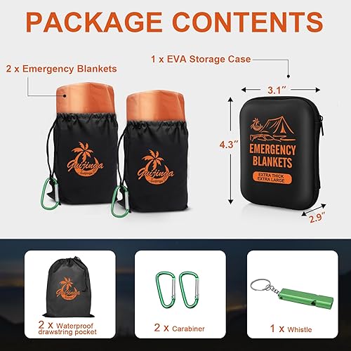 Miniatura 10 de Mantas de emergencia para supervivencia, paquete de 24 mantas espaciales, manta de supervivencia gigante y extremadamente gruesa, adecuada para