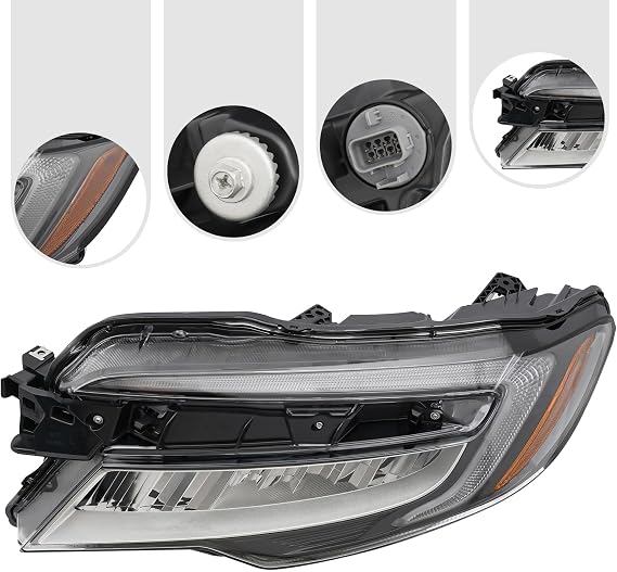 For 2019 2020 2021 2022 Honda Passport Pilot LED Headlight Assembly, w/LED DRL, Replacement Left Driver Side Headlamp Black Housing Clear Lens OEM 33150TG7A32