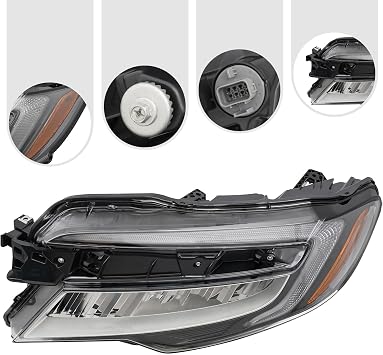 For 2019 2020 2021 2022 Honda Passport Pilot LED Headlight Assembly, w/LED DRL, Replacement Left Driver Side Headlamp Black Housing Clear Lens OEM 33150TG7A32