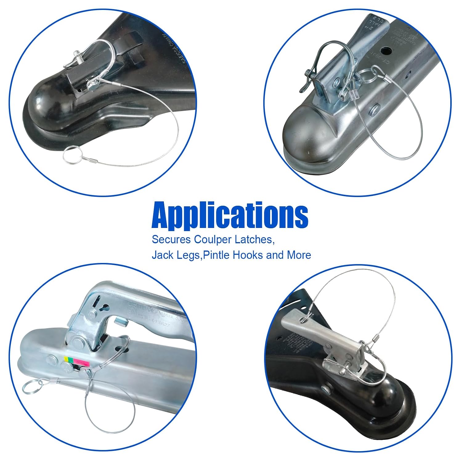 Trailer Coupler Pin 5/16" x 1-3/4" 5Pcs,Prevents Loss with Plastic Coating Tether(11-1/2"), Locking Pin for Trailer and Farm Towing, Trailer Safety Pin.