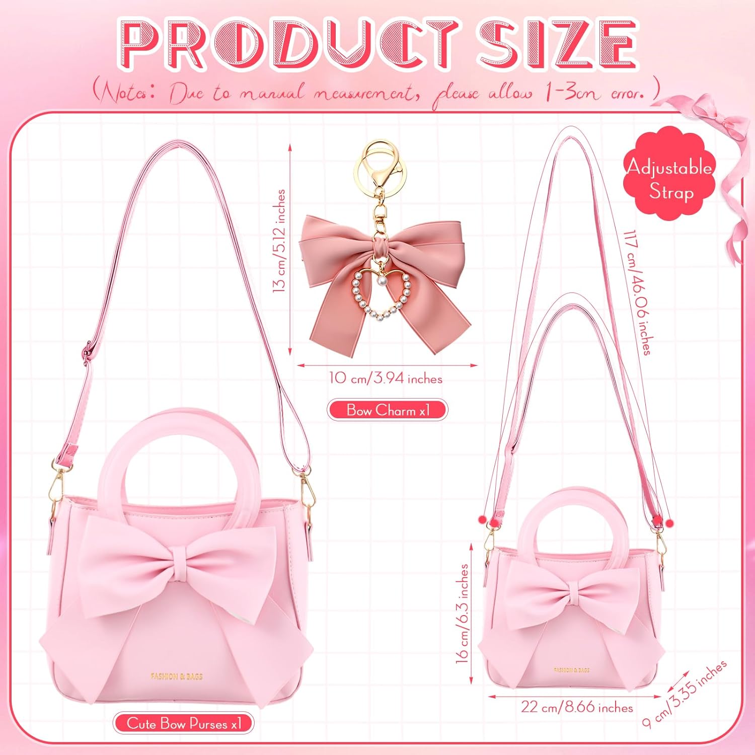 Abbylike Cute Purses for Women Leather Crossbody Bow Handbags Tote Shoulder bag with Bowknot - Image 4