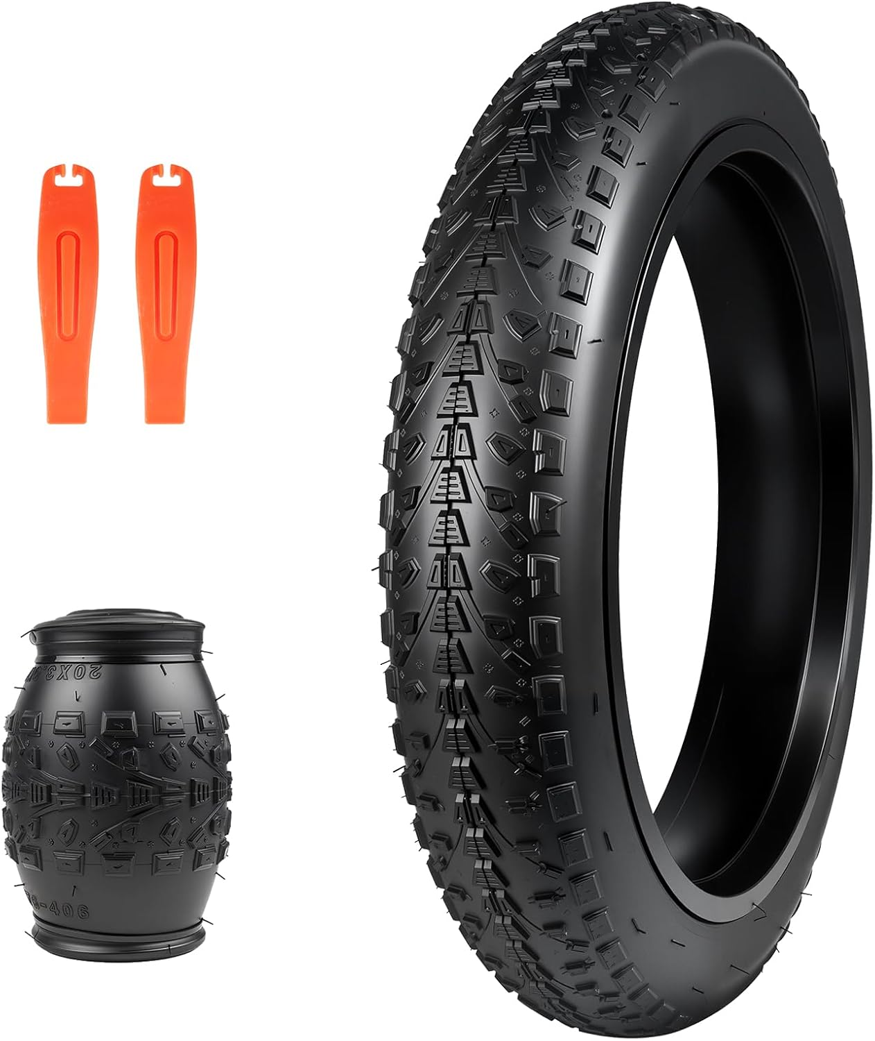 20/24/26x3.0 Electric Bike Tire Fat E-Bike Tires Heavy Duty High-Performance Wear-Resistant Mountain Snow Bicycle Tires/Tubes，Black/White Wall