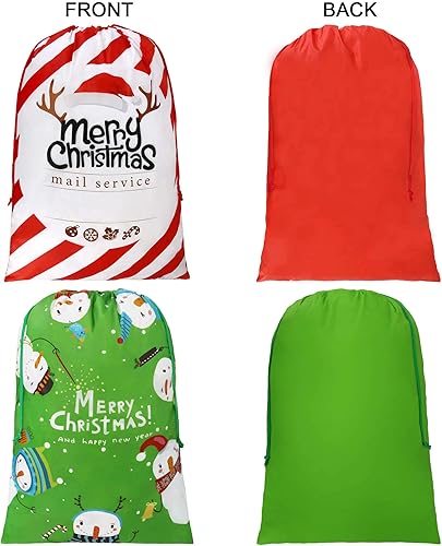 Miniatura 3 de BeeGreen 2 bolsas de Navidad con cordón de regalo, gigantes de 27.6 x 42 pulgadas, bolsas de Papá Noel para envolver regalos, bolsas de Navidad para