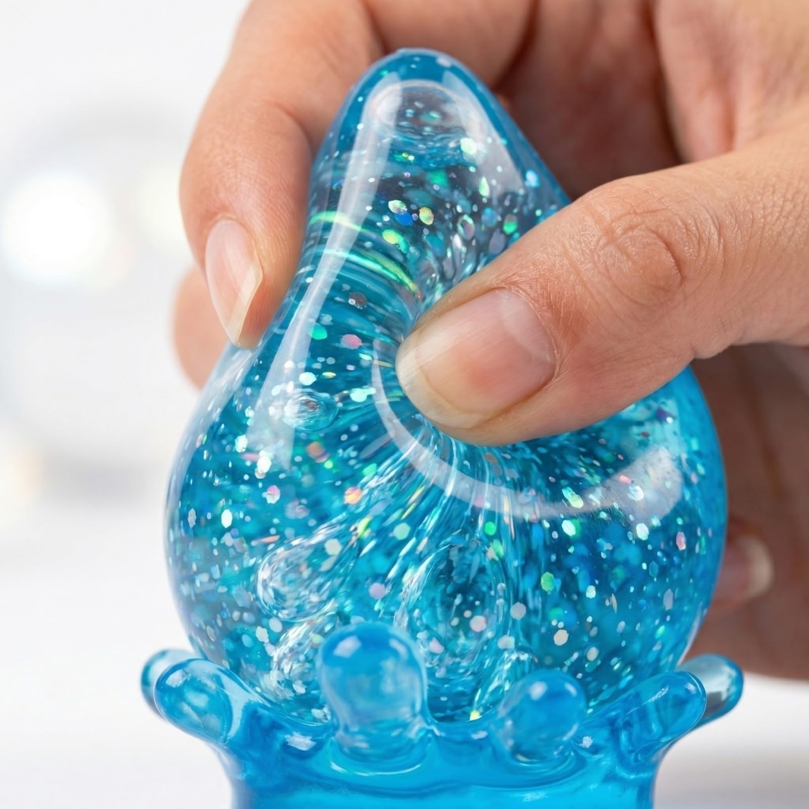 Nee Doh Dream Drop Squishy Fidget Toys Cute Raindrop Slow Rising Squeeze Toys Stress Ball Nee Doh Teardrop Squishies Sensory Anxiety Relief Toy Fidgets Party Favors Gift for Adult Kid (03-Blue) — view 7
