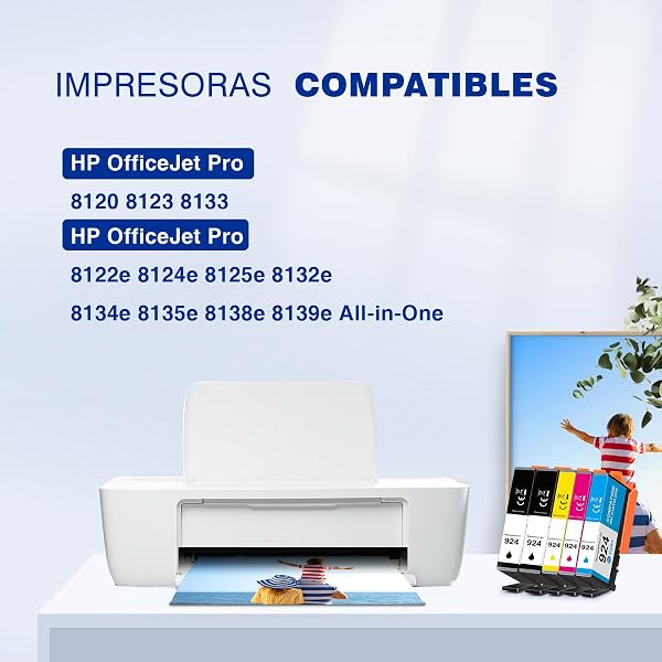 KINGWAY 924 Cartuchos de Tinta Compatibles con HP 924 para HP OfficeJet 8120e 8122e 8125e 8132e 8124e 8130e 8134e 8135e 8138e 8139e (4 Pack,Sin Chip) - 2
