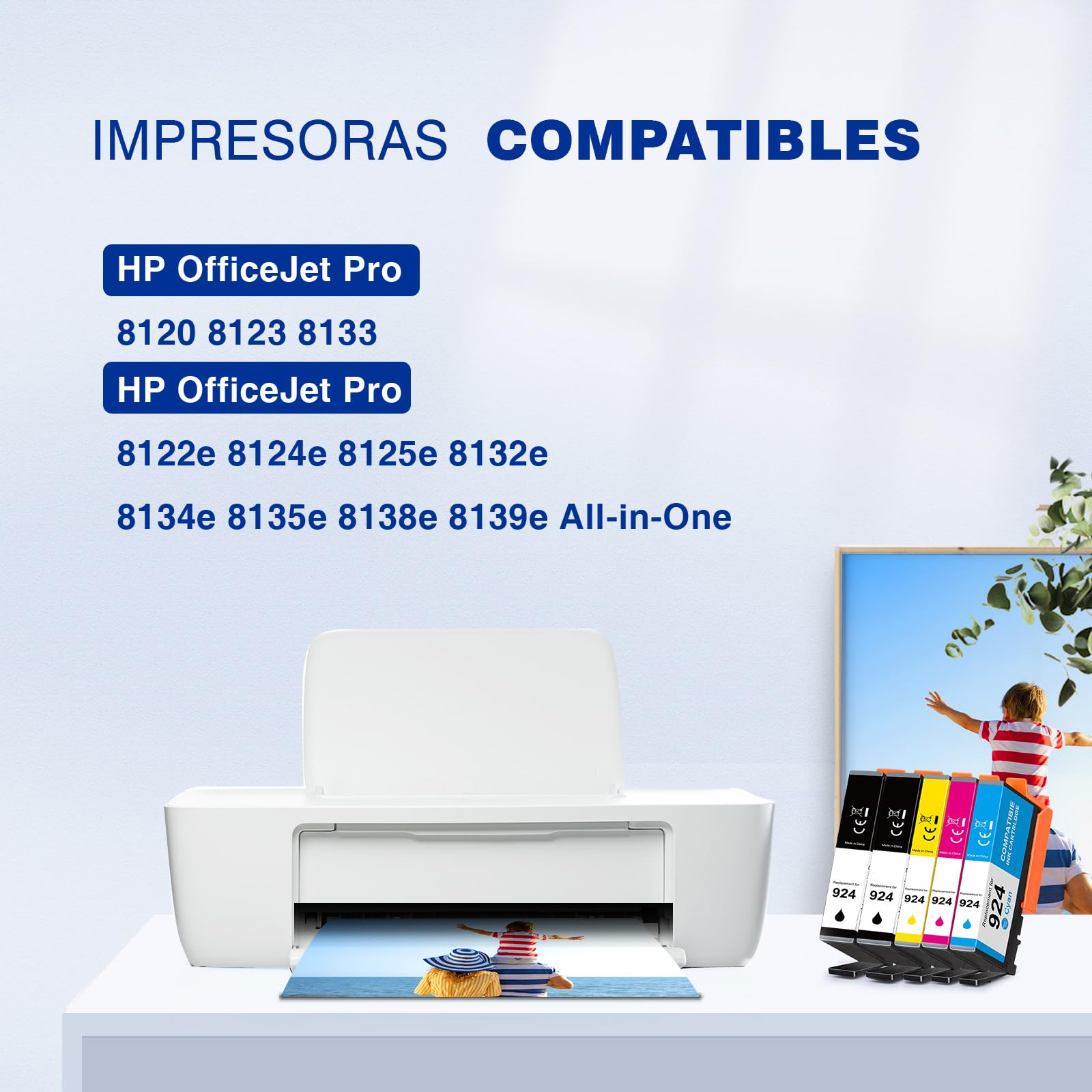 KINGWAY 924 Cartuchos de Tinta Compatibles con HP 924 para HP OfficeJet 8120e 8122e 8125e 8132e 8124e 8130e 8134e 8135e 8138e 8139e (4 Pack,Sin Chip) — view 2