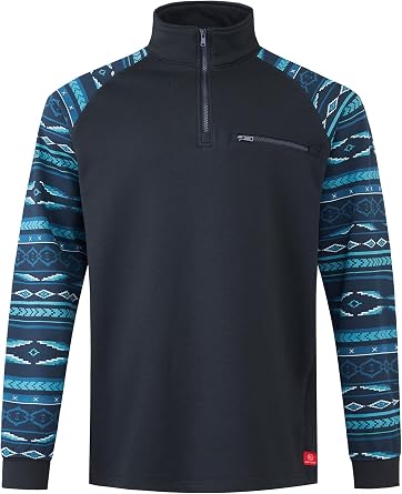 FR Hoodie for Men 12oz Cat 2 Flame Resistant Quarter Zip Pullover - Mens Camo & Aztec Print Work Sweatshirt