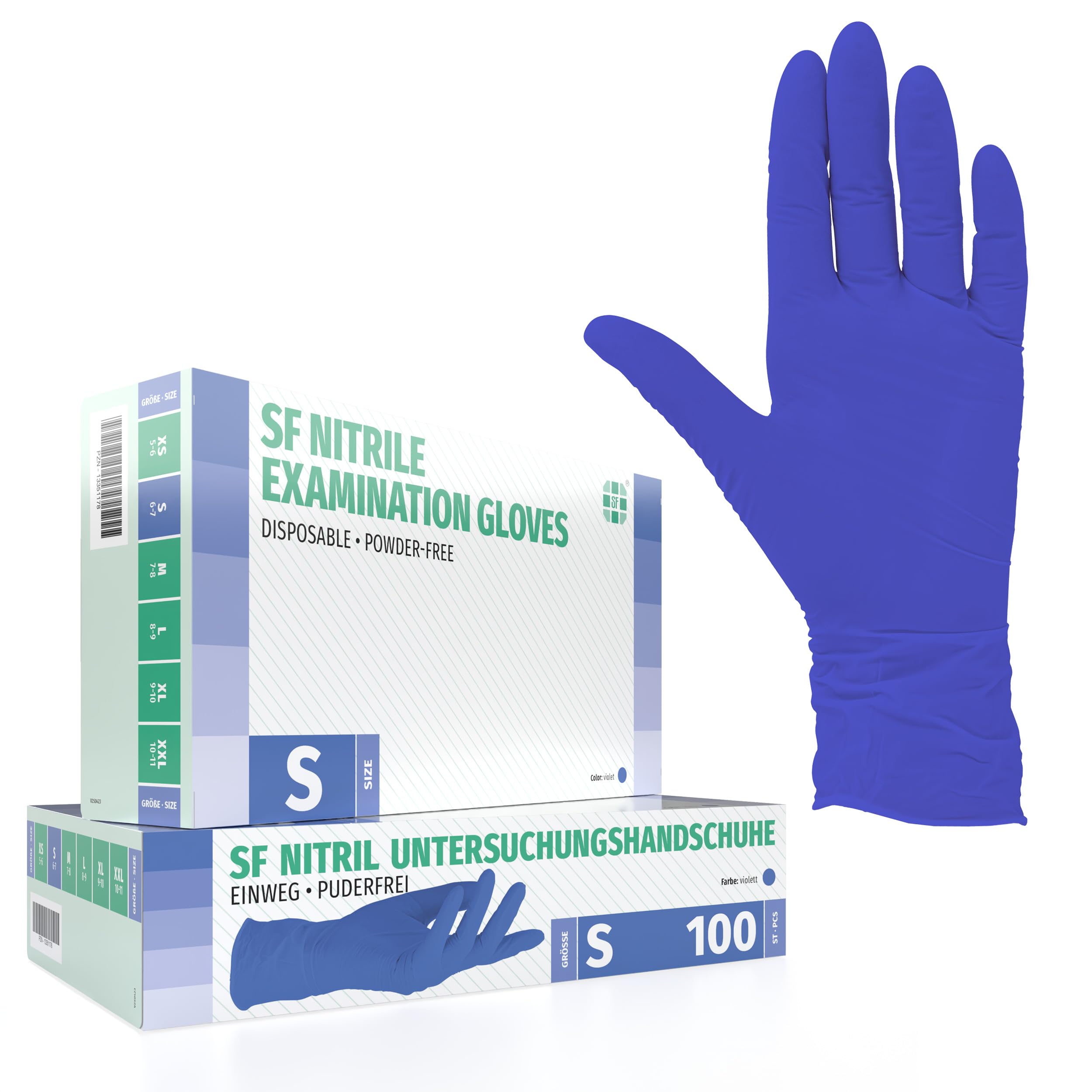 Guanti Nitrile S Viola 100 Pezzi Monouso Senza Lattice Senza Polvere