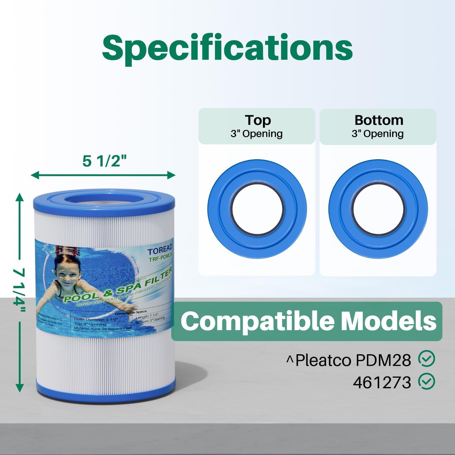 TOREAD PDM28 Spa Filter Replaces Aquarest Dream Maker 461273 Hot Tub Filter, 2PACK