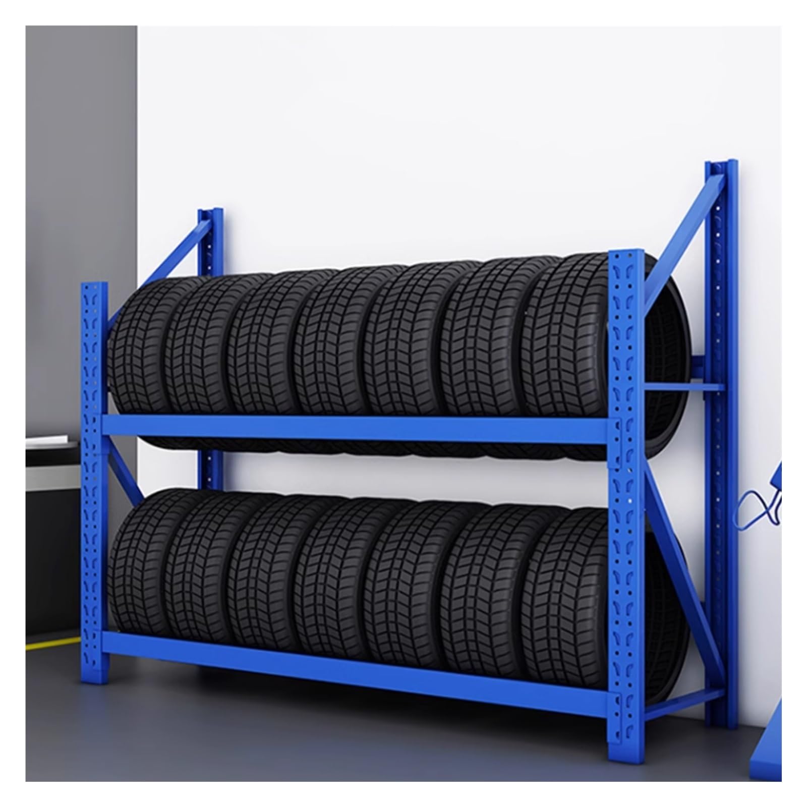 Metal Tyre Stand Display Rack for Basement/Workshop, 140cm Tall Heavy Duty Car Tire Storage Rack, Blue Tyre Racking System (Color : Blue, Size : 200x50x140cm/78.7x19.7x55.1in)