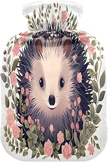 Wajiw Hot Water Bottle with Cover 1L Warm Water Bottle for Hot and Cold Compress Hot and Cold Therapies,Hand Feet Warmer,Hedgehog