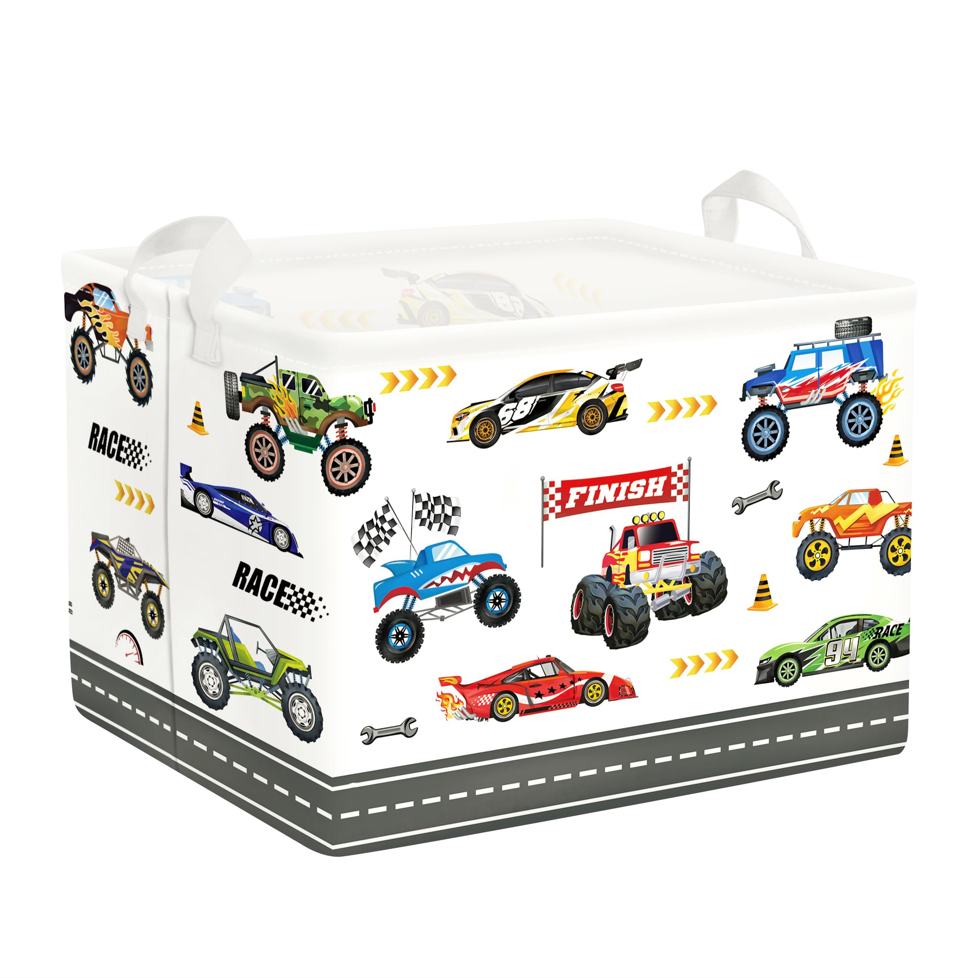 Clastyle Car Baby Laundry Hamper Collapsible Clothes Kids Storage Basket Waterproof Boys Toy Box for Nursery Room Monster Truck