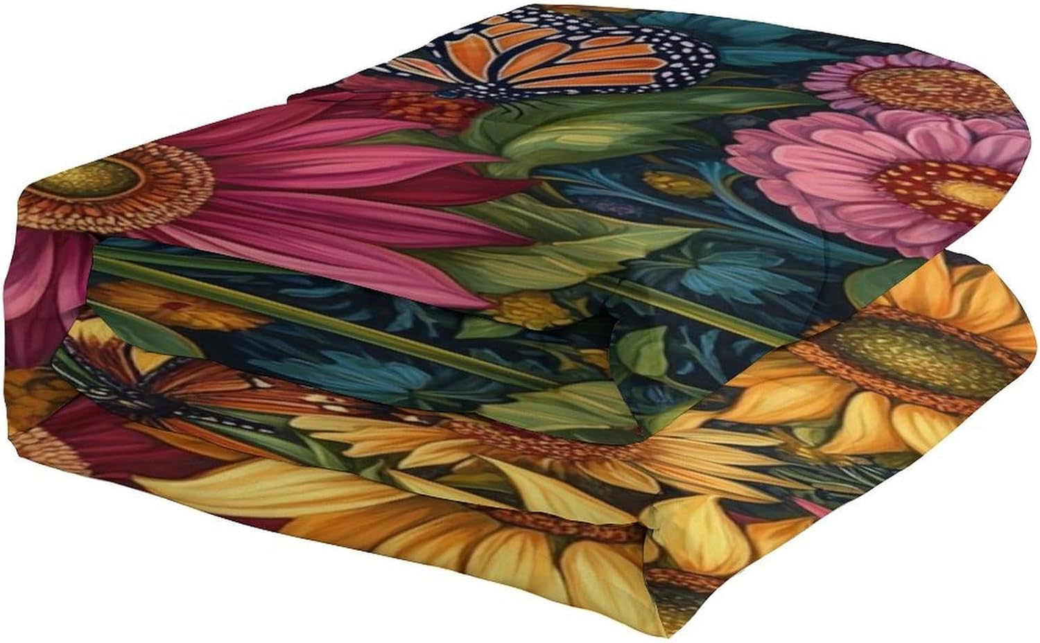 Sunflowers and Butterflies Comforter Bedding Heavy Bed Blanket Soft Warm Fluffy All Seasons Only Quilt 229x229cm