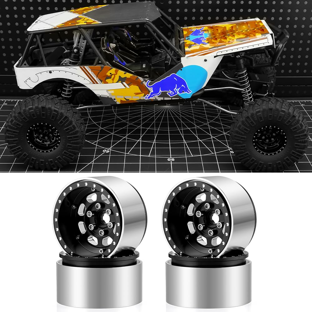 4 Stück 1.9 Beadlock Felgen Schwarz für SCX10 TRX4 1/10