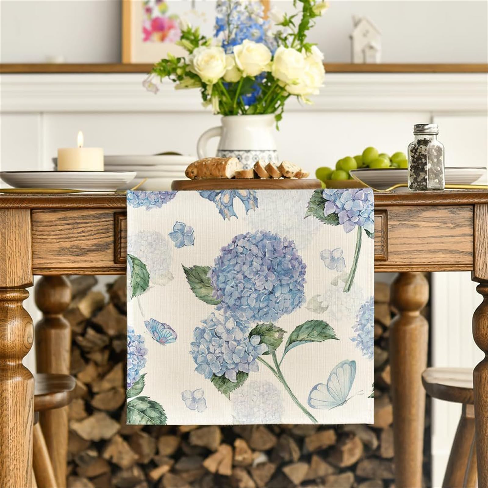 Runner Da Tavola In Lino Con Margherite – 33x120 Cm, Tovaglia Lunga Primaverile Per Cucina, Matrimonio E Outdoor, Decorazione Floreale Moderna