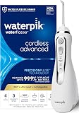 Amazon product image of Waterpik Cordless Advanced Portable Water Flosser, Rechargeable, White | 3 Settings, 4 Tips, Travel Bag, for Gums, Teeth, Dental Braces, Implants, Shower Use ADA Accepted WP-580 Packaging May Vary