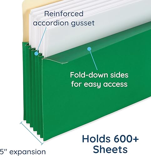 Miniatura 3 de Blue Summit - Carpetas legales expandibles para documentos voluminosos, tamaño legal, expansión de 5 pulgadas, colores surtidos, 10 bolsillos para